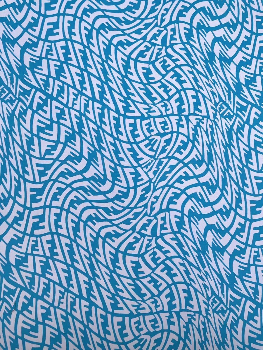 Blue Weave Fendi Vinyl Faux Leather Fabric for Custom Sneakers Upholstery Interior - mingfabricstore