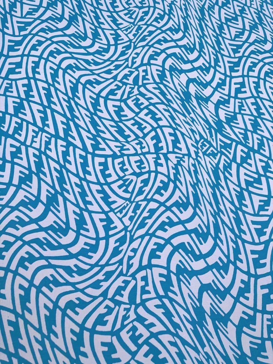 Blue Weave Fendi Vinyl Faux Leather Fabric for Custom Sneakers Upholstery Interior - mingfabricstore