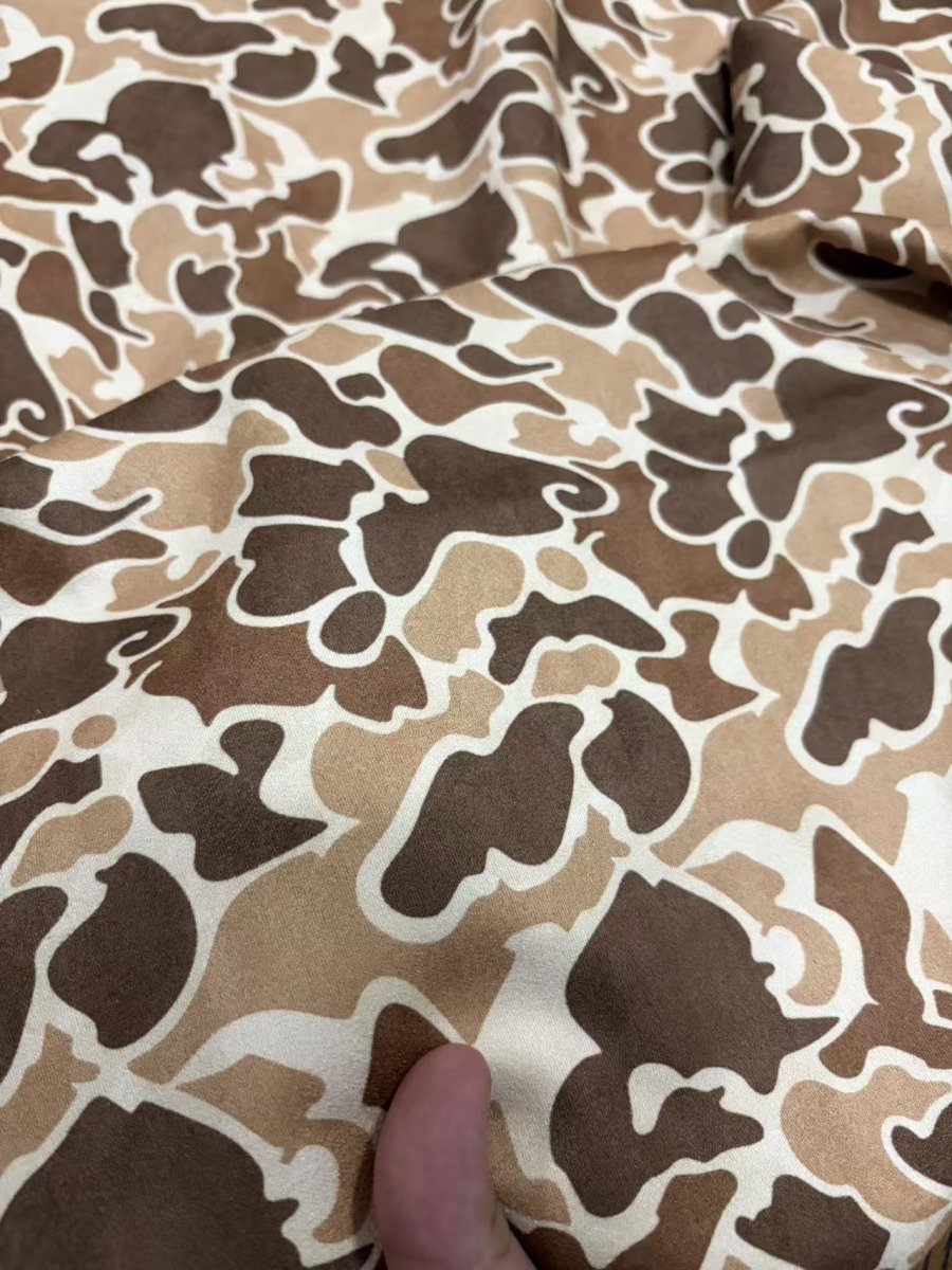 Brown Duck Camo Stretchy Suede Fabric for Speaker Pod Wrap DIY - mingfabricstore