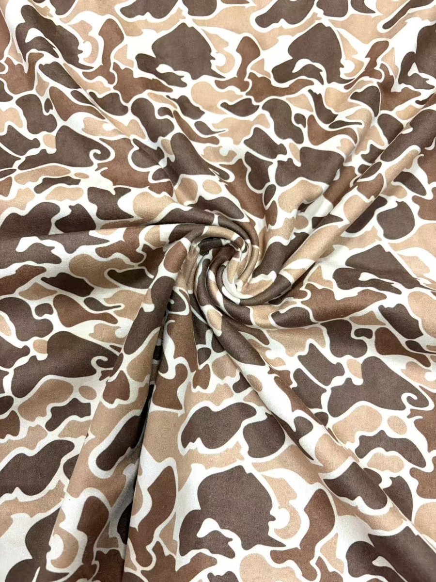 Brown Duck Camo Stretchy Suede Fabric for Speaker Pod Wrap DIY - mingfabricstore