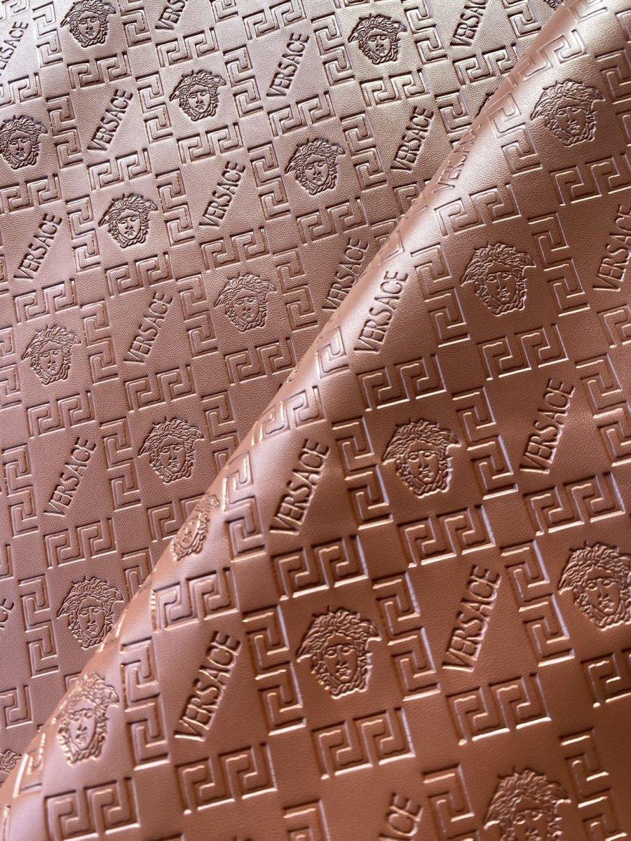 Brown Embossed Versace Upholstery Leather for Car interior Sneakers - mingfabricstore