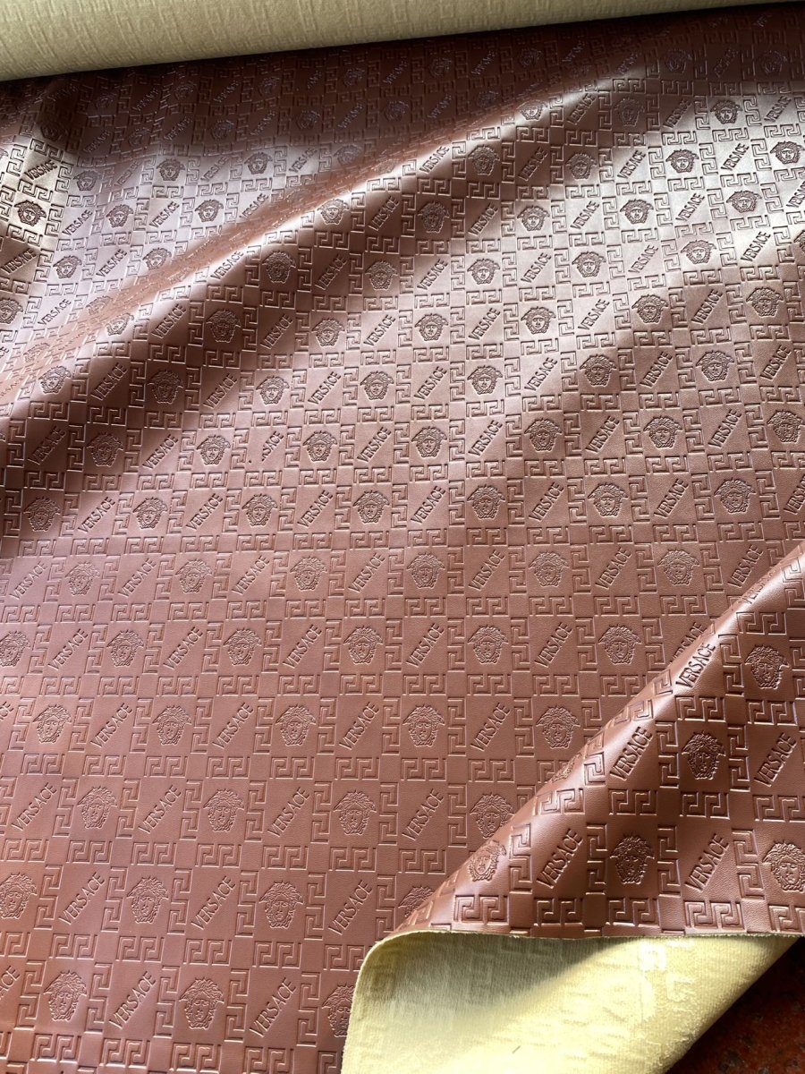 Brown Embossed Versace Upholstery Leather for Car interior Sneakers - mingfabricstore