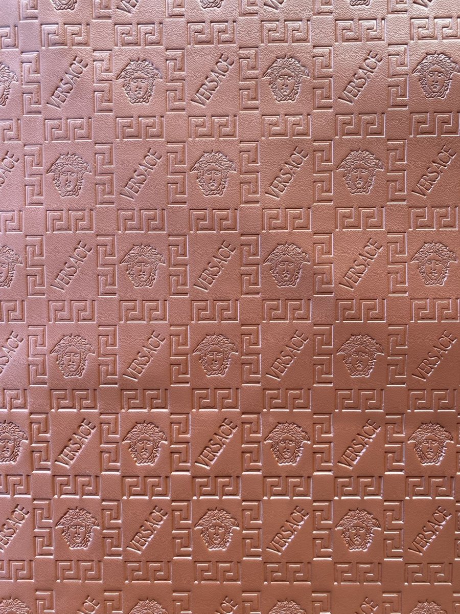 Brown Embossed Versace Upholstery Leather for Car interior Sneakers - mingfabricstore