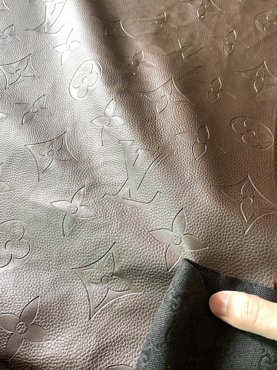 Brown Louis Vuitton Car Interior Leather for Upholstery Furniture - mingfabricstore