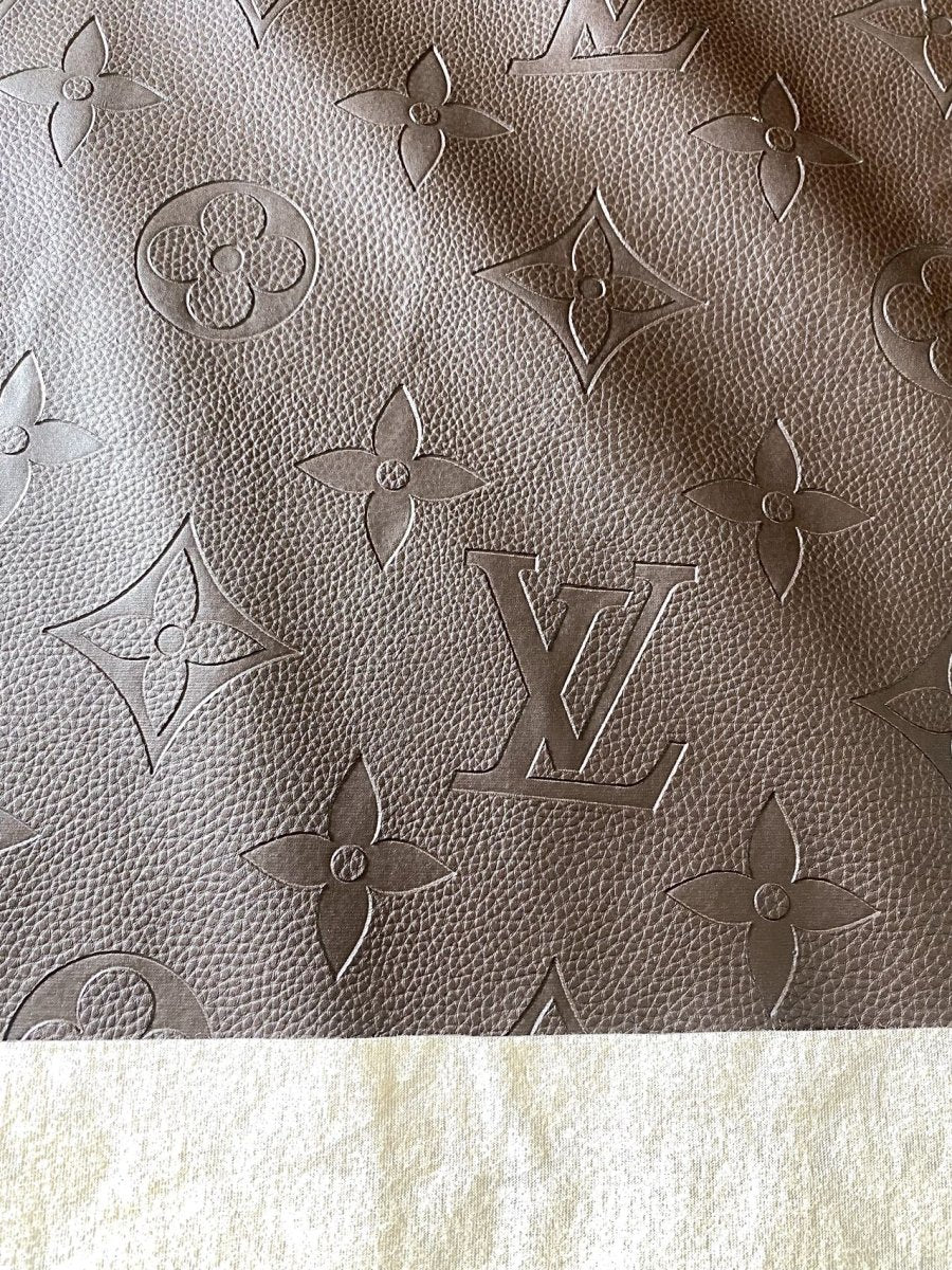 Brown Louis Vuitton Car Interior Leather for Upholstery Furniture - mingfabricstore