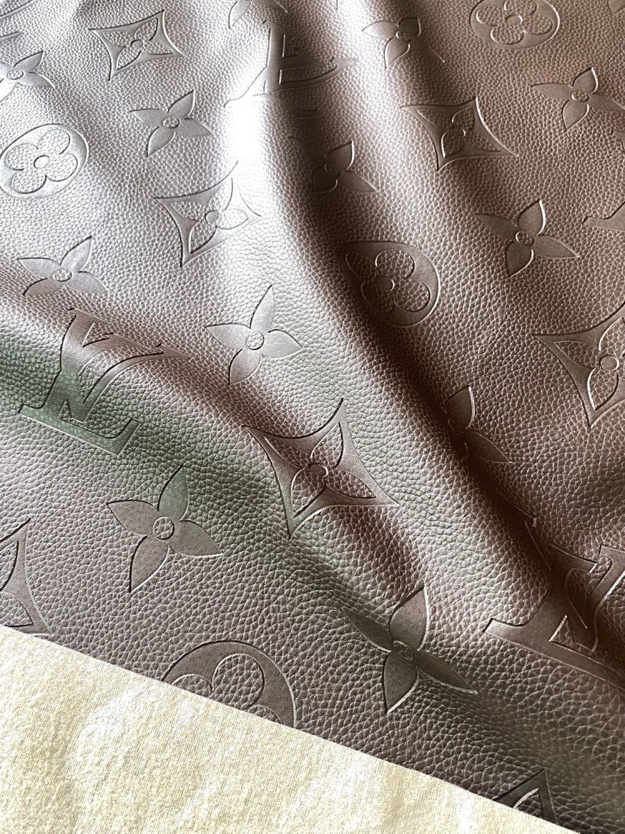 Brown Louis Vuitton Car Interior Leather for Upholstery Furniture - mingfabricstore