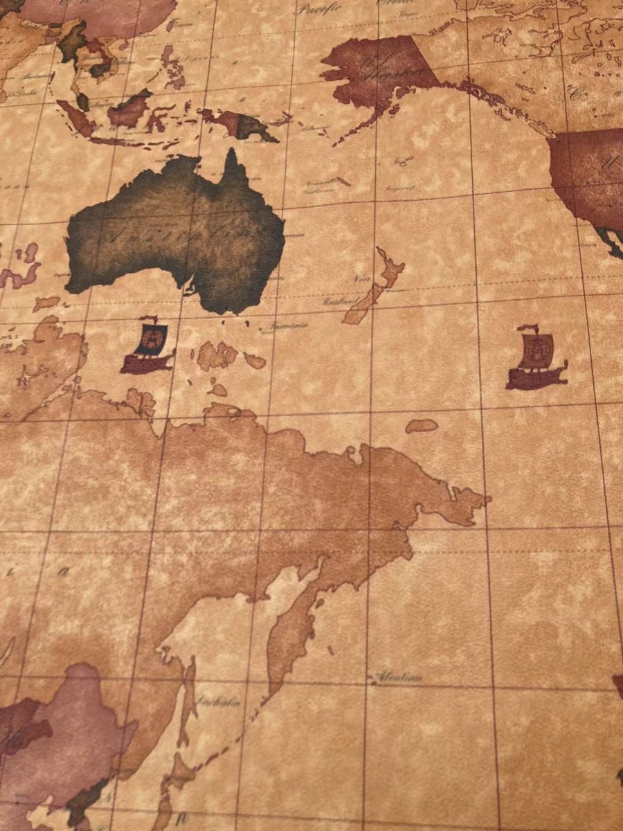 Brown Warm World Map Soft Leather for Bag Sofa Furniture Custom - mingfabricstore