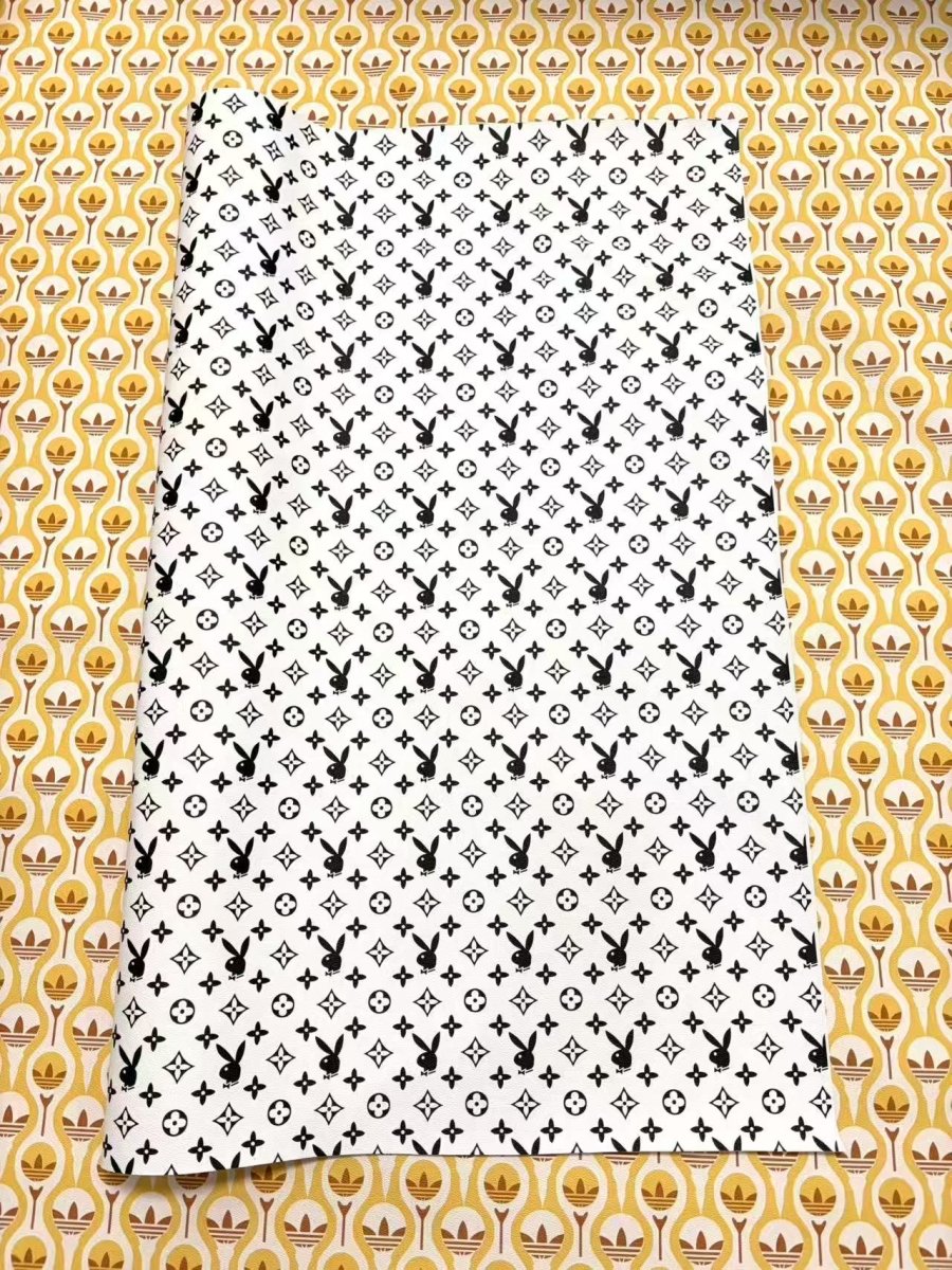 Bunny Playboy Louis Vuitton LV Leather Sheet Designer Fabric Sold by Yard - mingfabricstore