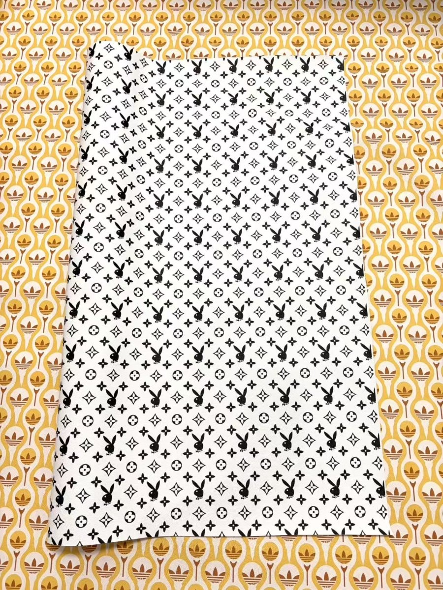 Bunny Playboy Louis Vuitton LV Leather Sheet Designer Fabric Sold by Yard - mingfabricstore