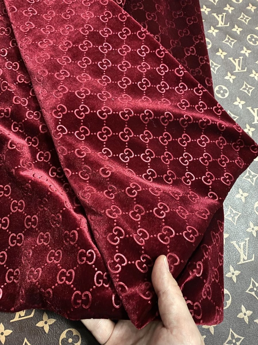 Burgundy Gucci Velvet Fabric for Clothing Suit Bespoke - mingfabricstore
