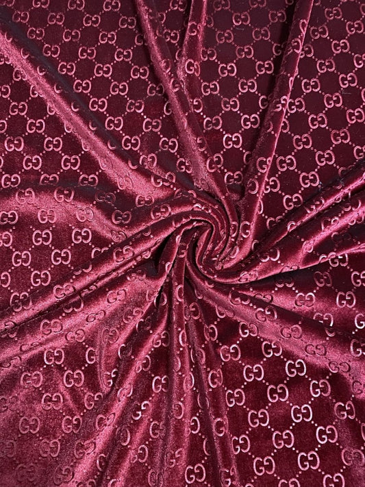 Burgundy Gucci Velvet Fabric for Clothing Suit Bespoke - mingfabricstore