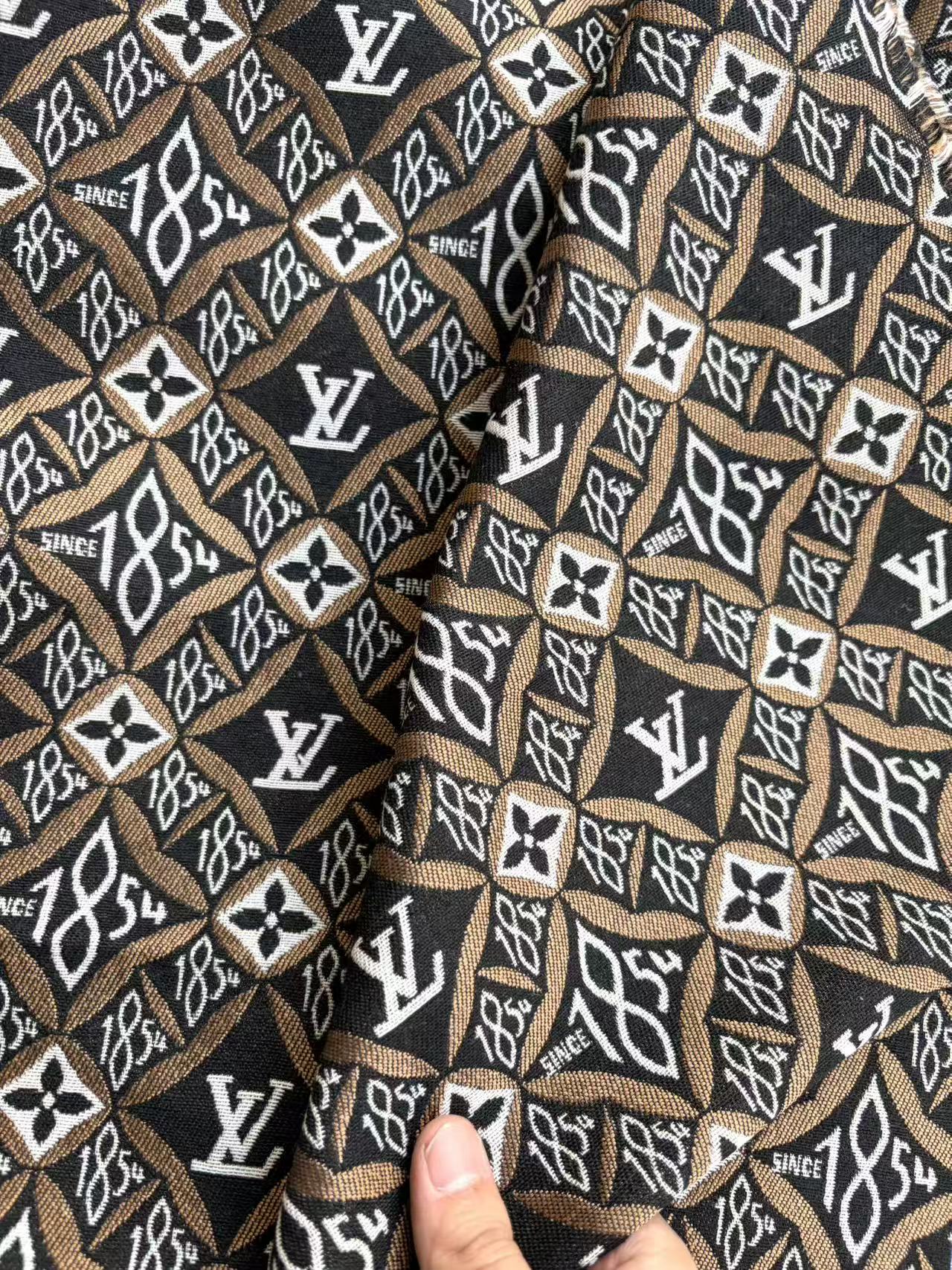 Black Brown Jacquard 1854 LV Sewing Fabric Sold by Yard