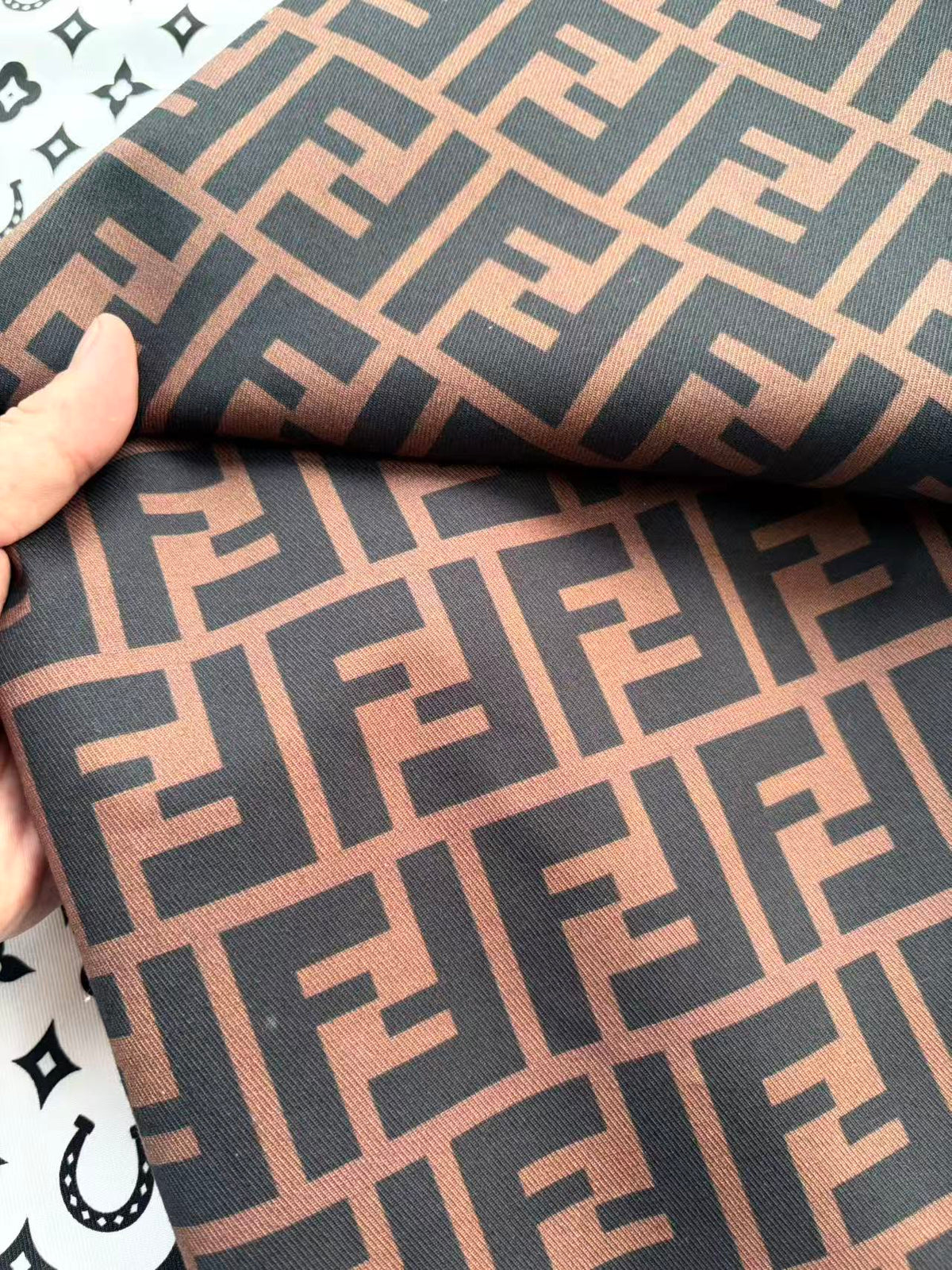 Brown Fendi Cotton Sewing Fabric for DIY Custom Crafts Projects