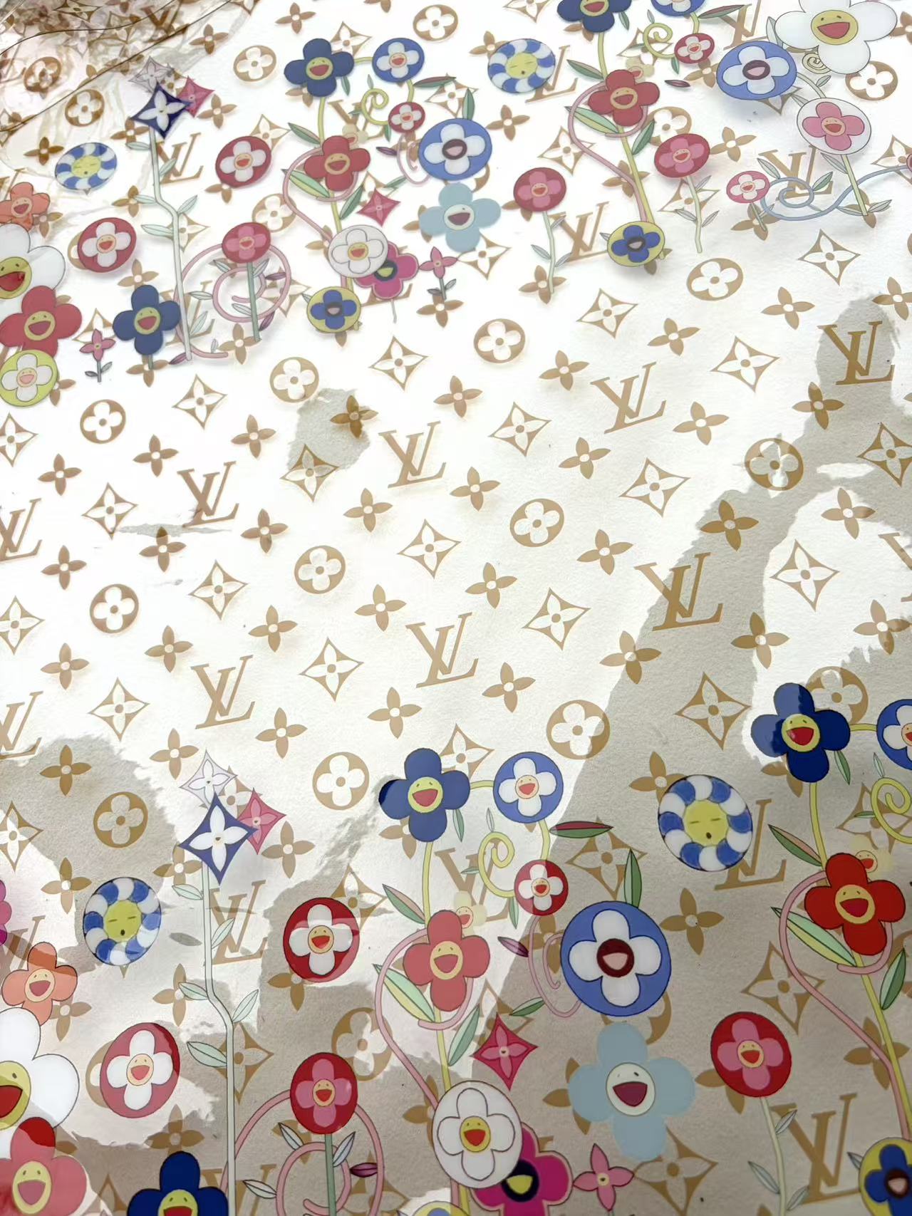 Transparent Takashi Murakami LV PVC Raincoat Jelly Bag Fabric