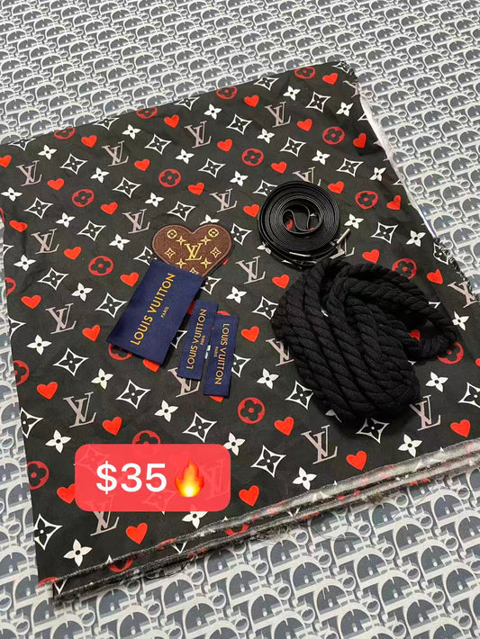 Black Louis Vuitton Cotton Fabric Sneaker Tag Patches Bundle Sales