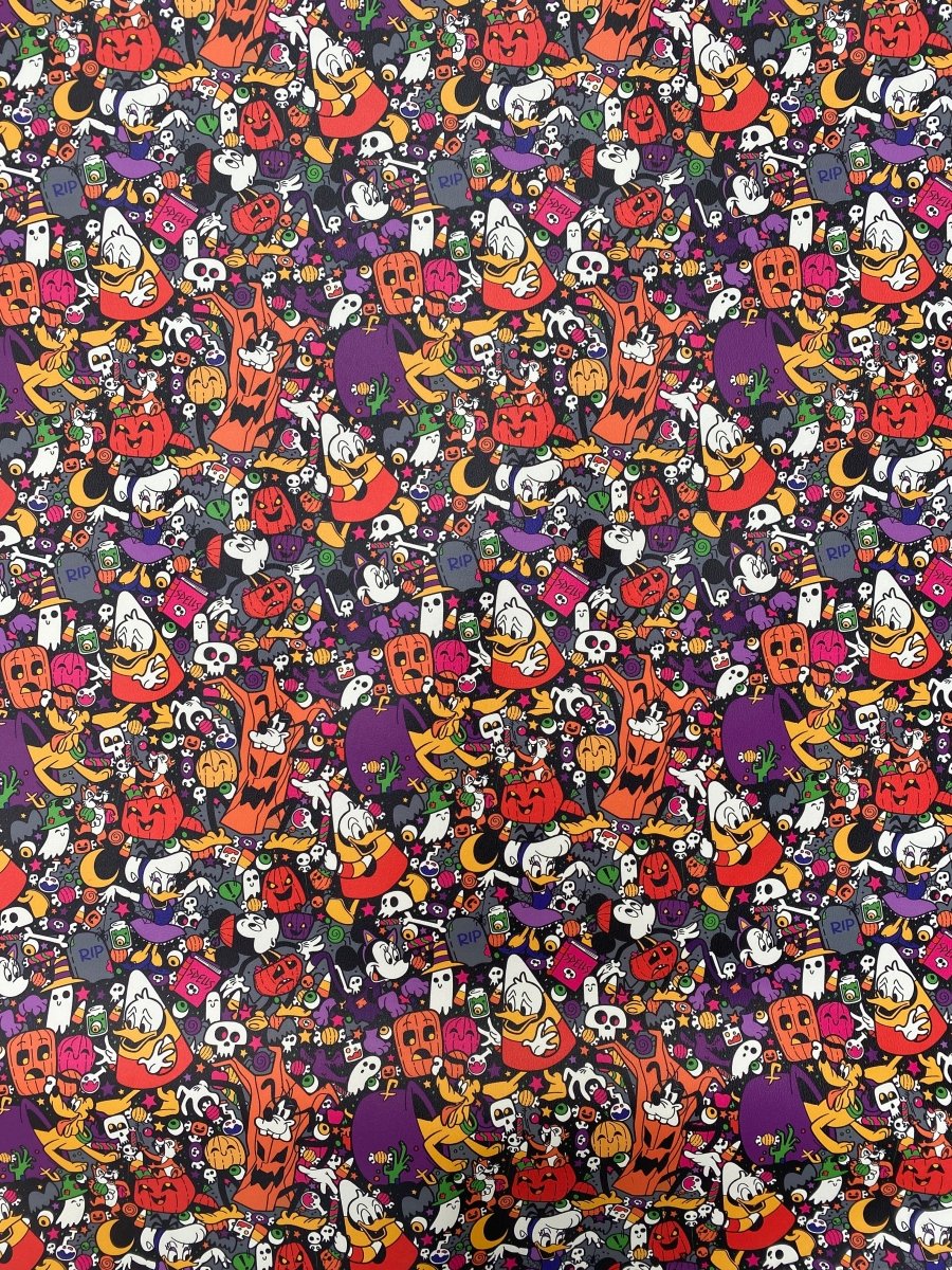 Cartoon Disney Fabric Halloween Leather for Custom Sneakers Handmade Upholstery DIY Furniture Upholstery - mingfabricstore