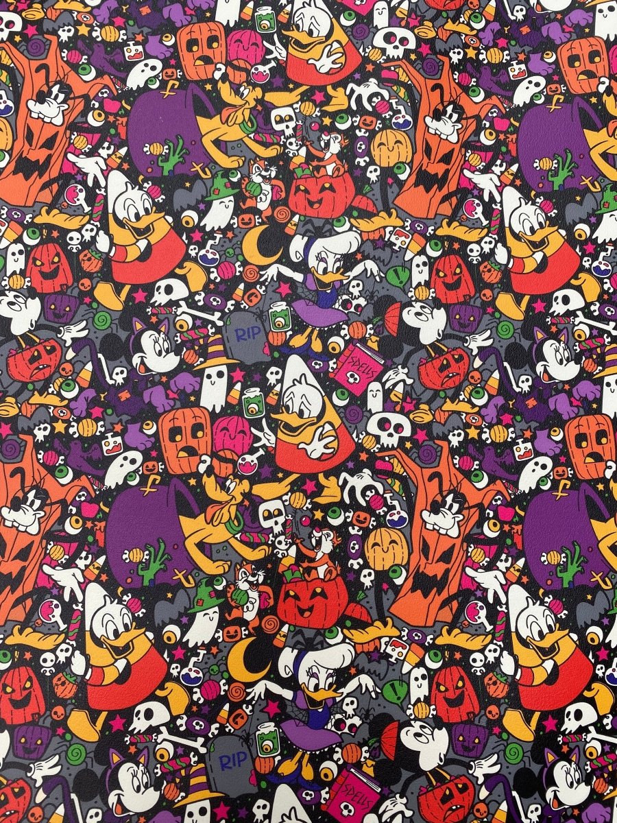 Cartoon Disney Fabric Halloween Leather for Custom Sneakers Handmade Upholstery DIY Furniture Upholstery - mingfabricstore