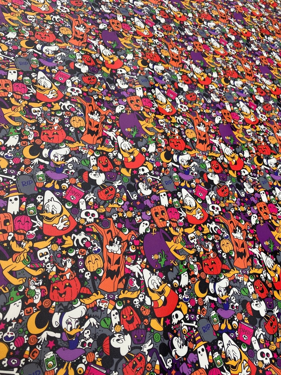 Cartoon Disney Fabric Halloween Leather for Custom Sneakers Handmade Upholstery DIY Furniture Upholstery - mingfabricstore