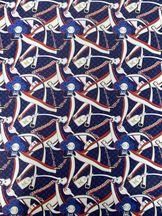 Cartoon Louis Vuitton LV Fabric for Handmade DIY Custom Bag Sneakers Car Upholstery - mingfabricstore