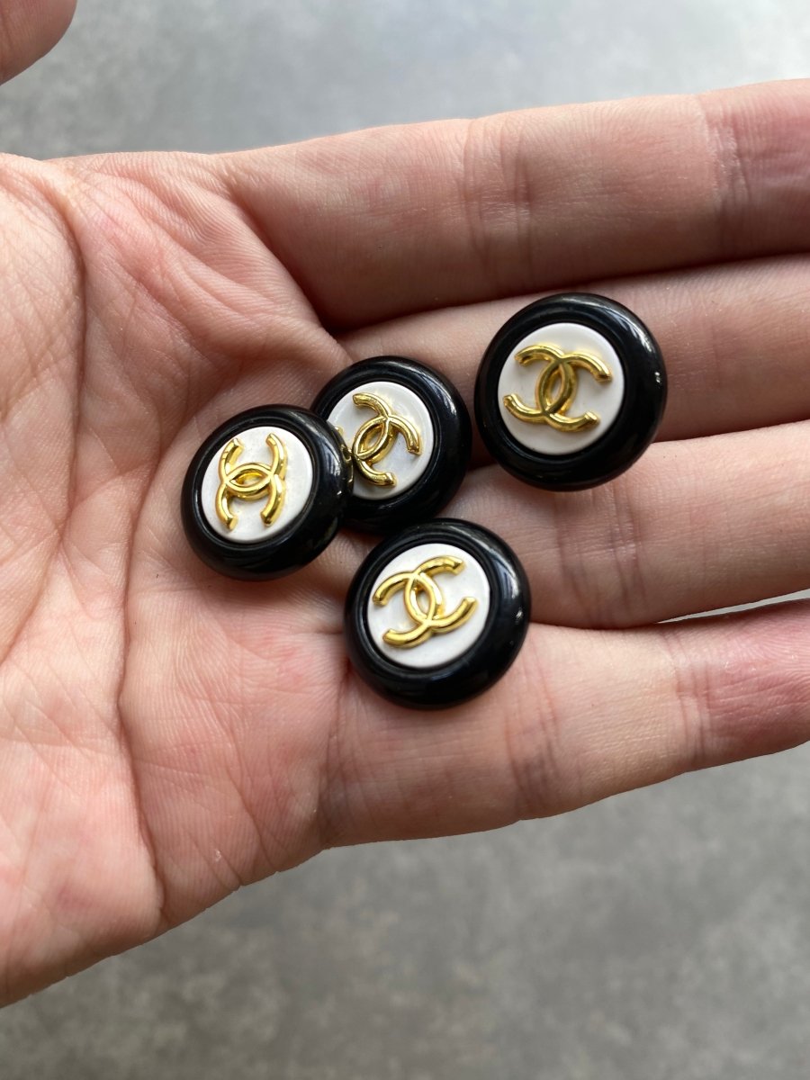 Chanel Button Gold White Clothing Accessory for Handmade DIY Projects - mingfabricstore