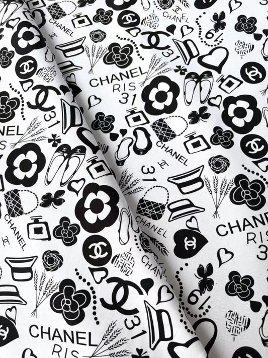 Chanel Cotton Sewing Fabric for DIY Crafts Clothing Bespoke - mingfabricstore