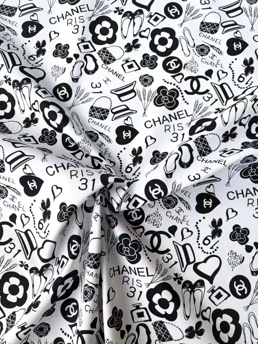Chanel Cotton Sewing Fabric for DIY Crafts Clothing Bespoke - mingfabricstore