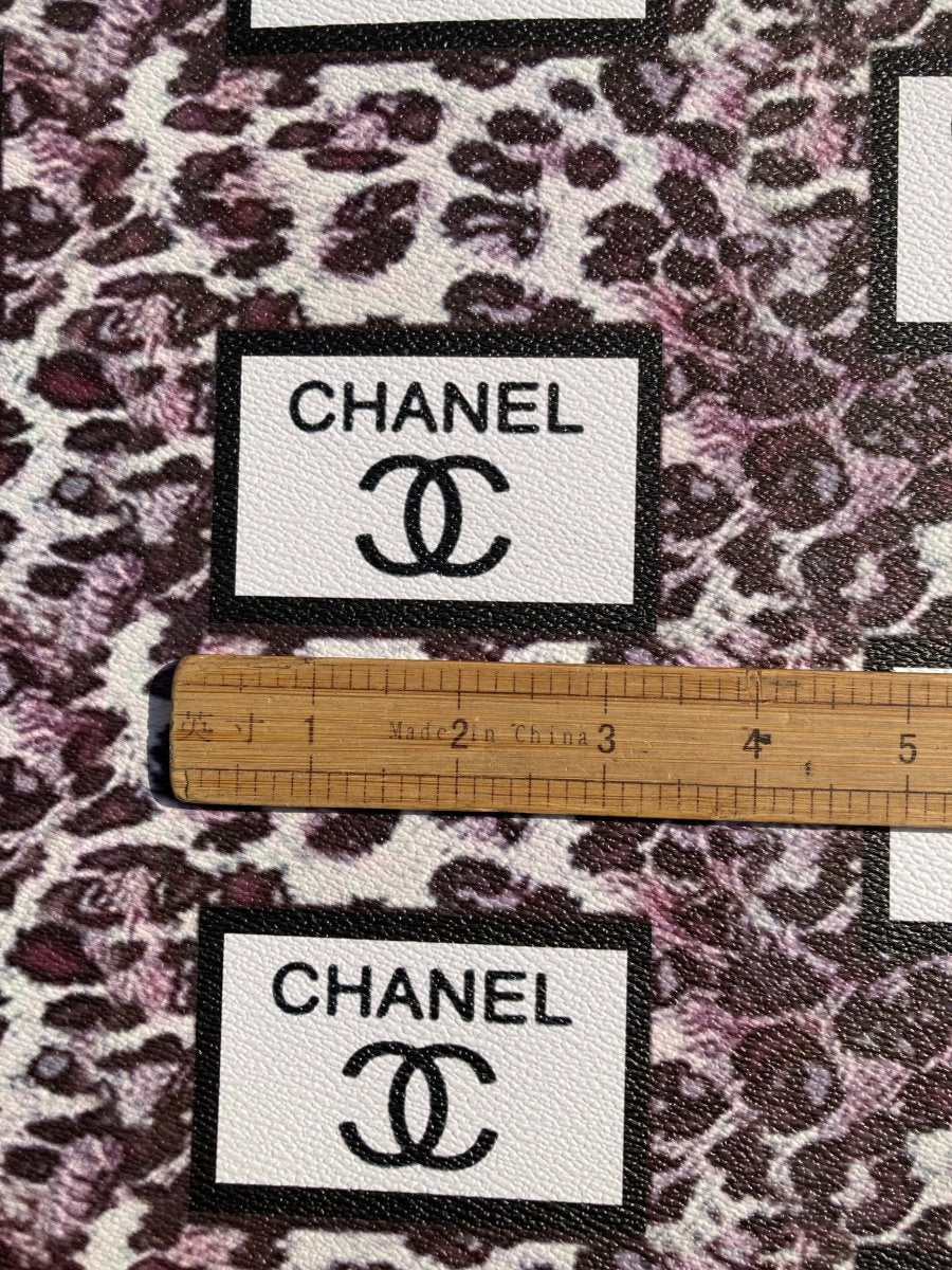 Chanel Leopard Print Lettering Faux Leather Vinyl for Bag - mingfabricstore