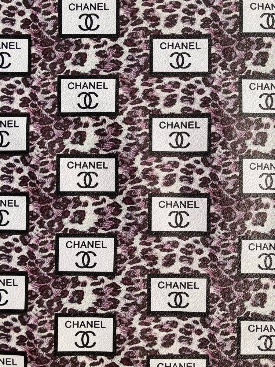 Chanel Leopard Print Lettering Faux Leather Vinyl for Bag - mingfabricstore