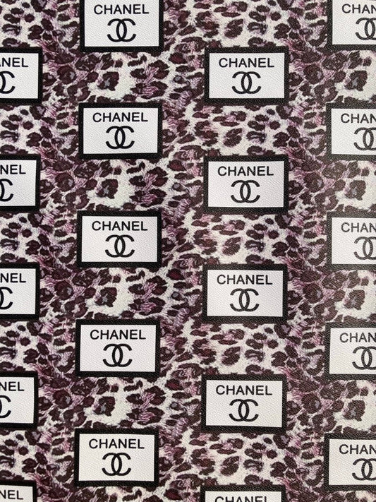 Chanel Leopard Print Lettering Faux Leather Vinyl for Bag - mingfabricstore