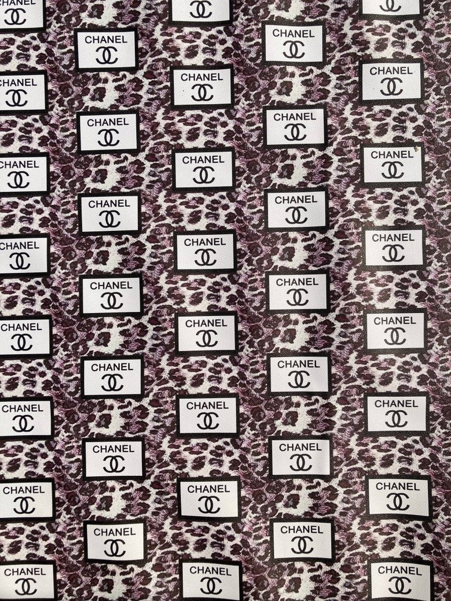 Chanel Leopard Print Lettering Faux Leather Vinyl for Bag - mingfabricstore