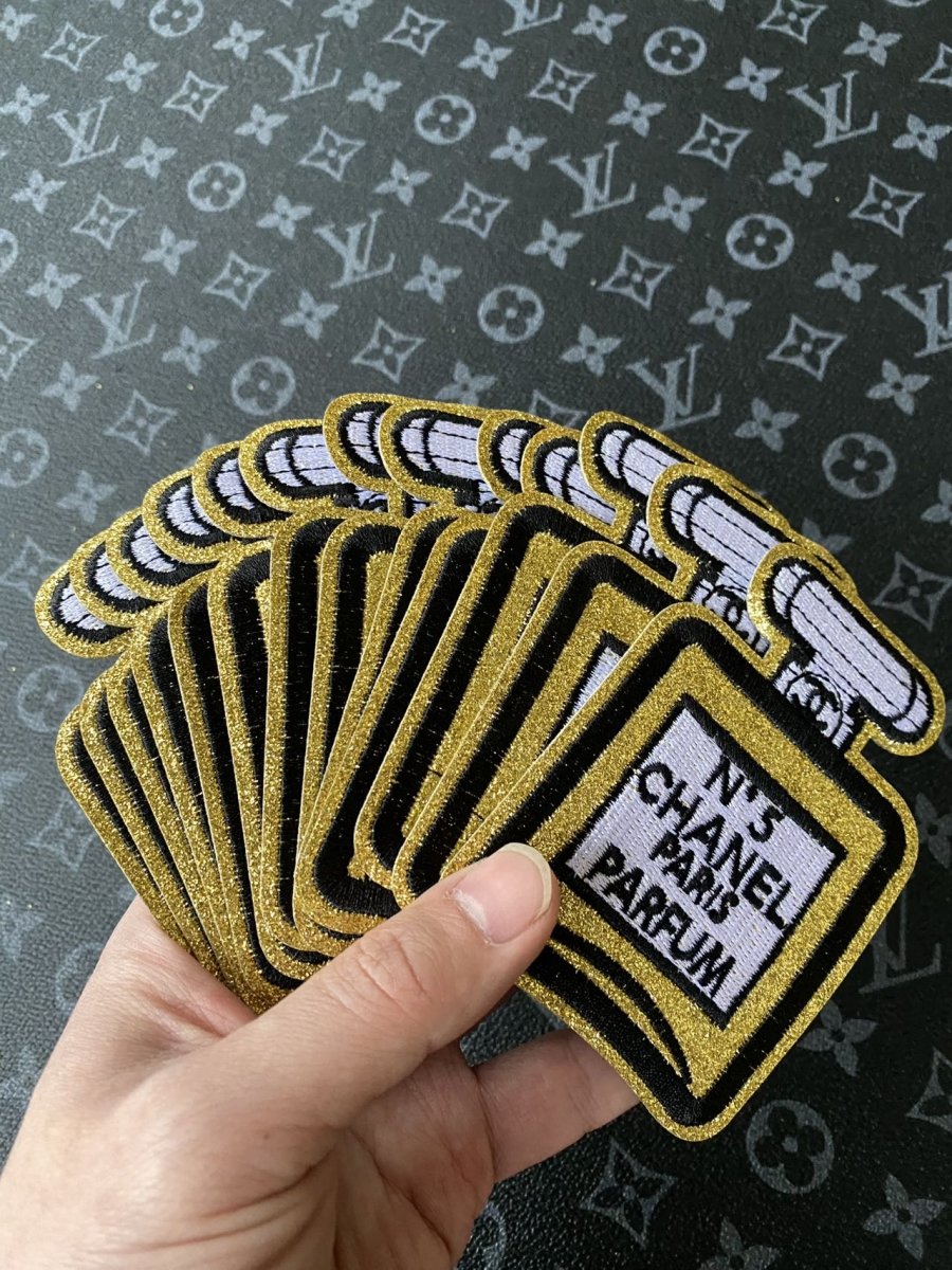 Chanel Perfume Bottle iron on Patches for DIY Sewing Projects - mingfabricstore