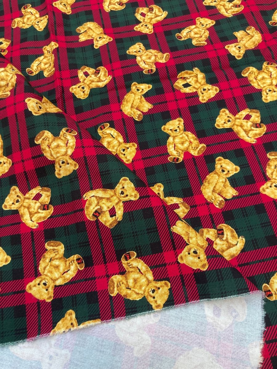 Christmas Gift Fabric Bear Check DIY Crafts Handmade Cotton Fabric for Sewing - mingfabricstore