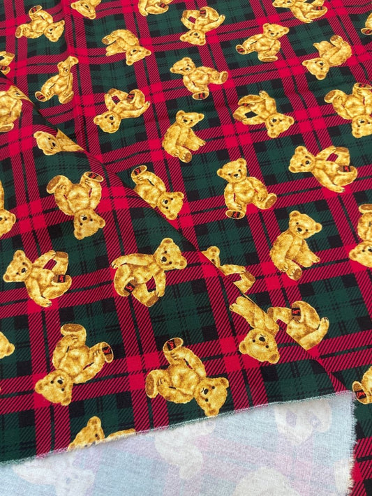 Christmas Gift Fabric Bear Check DIY Crafts Handmade Cotton Fabric for Sewing - mingfabricstore