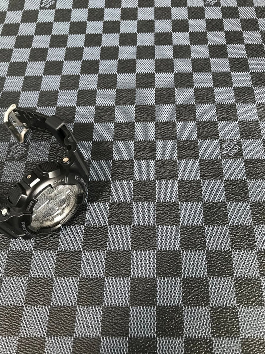 Classic Black Damier Check LV Leather Fabric for Shoe Custom - mingfabricstore