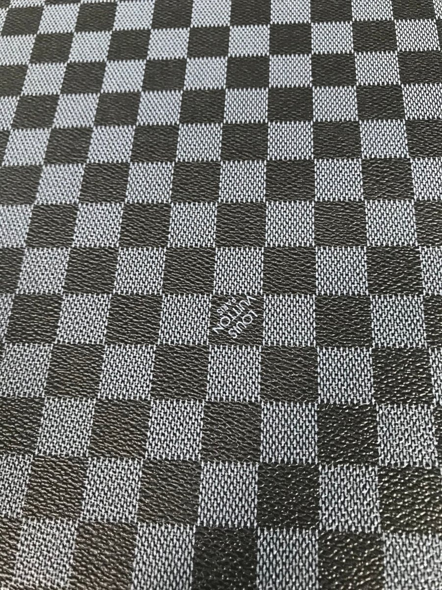 Classic Black Damier Check LV Leather Fabric for Shoe Custom - mingfabricstore
