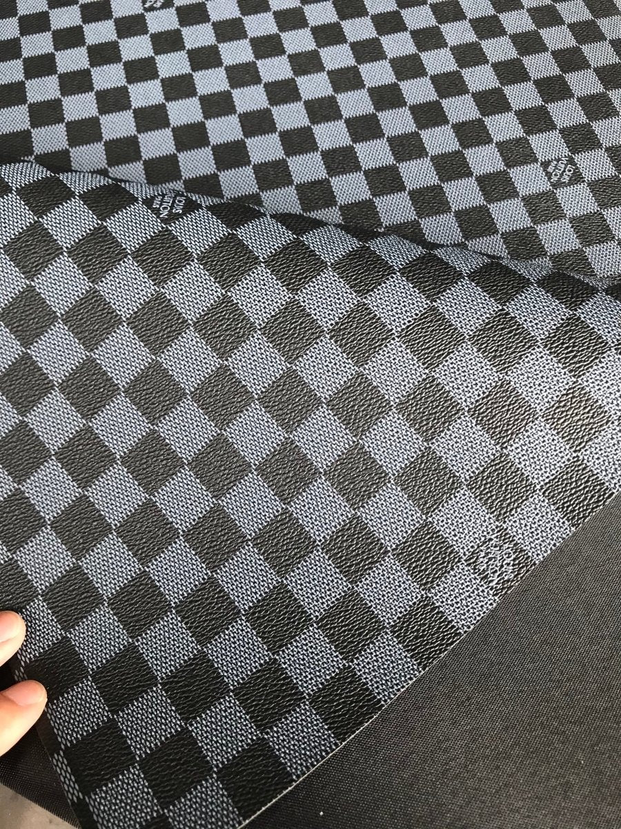 Classic Black Damier Check LV Leather Fabric for Shoe Custom - mingfabricstore