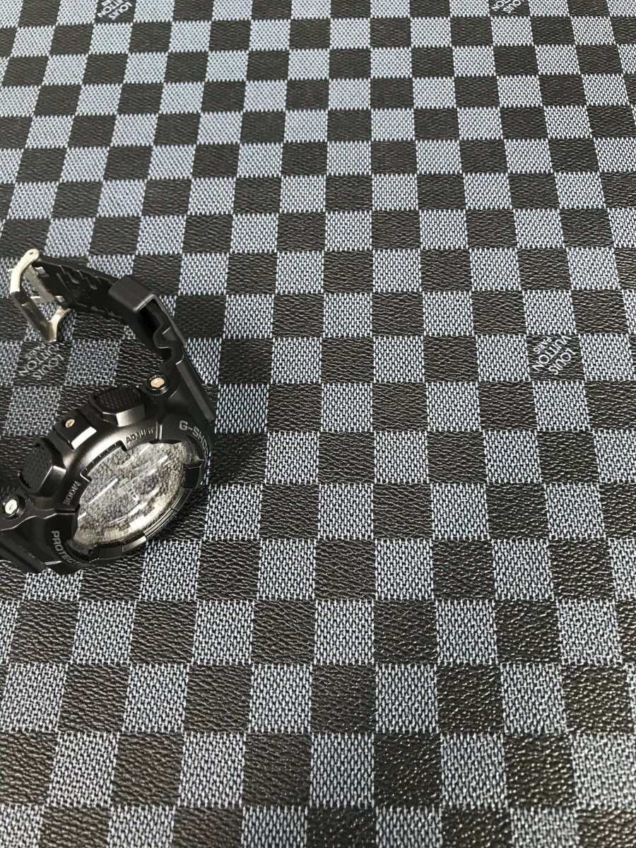 Classic Black Damier Check LV Leather Fabric for Shoe Custom - mingfabricstore