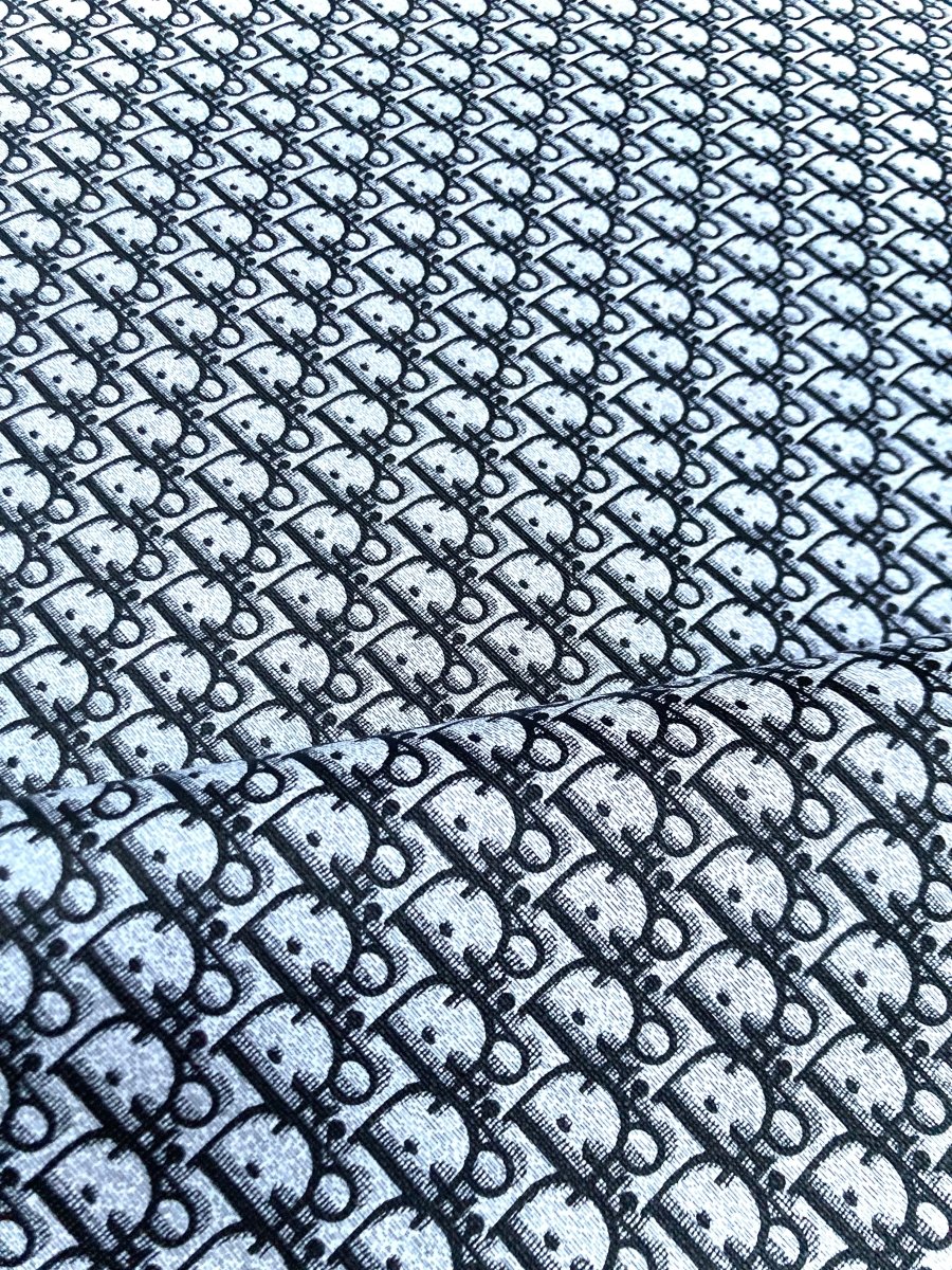 Classic Black Dior Vinyl Leather Fabric for Custom Sneakers DIY Project Sewing - mingfabricstore