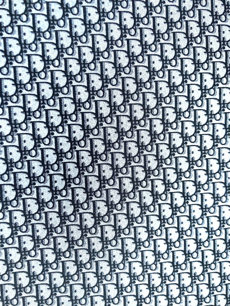 Classic Black Dior Vinyl Leather Fabric for Custom Sneakers DIY Project Sewing - mingfabricstore