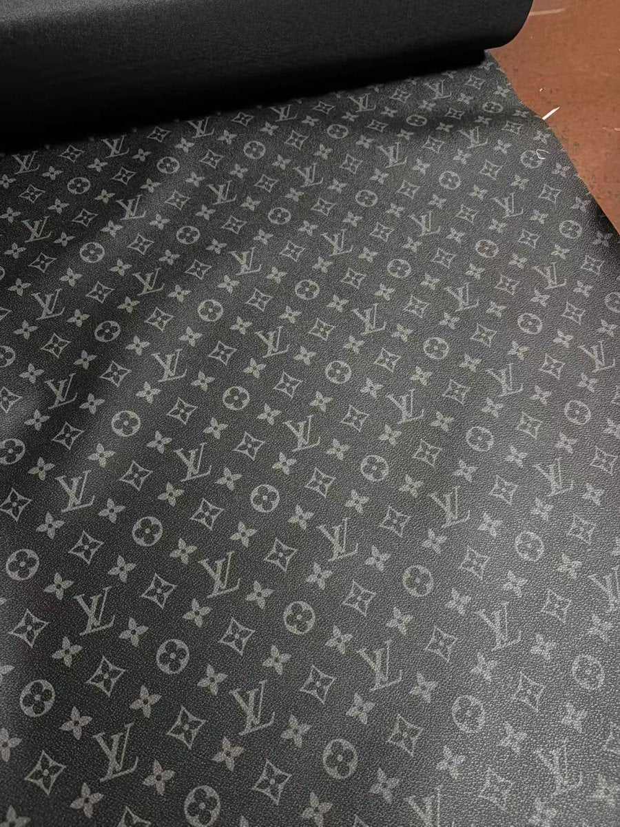 Classic black grey Louis Vuitton LV Designer Leather custom leather fabric for bag leather, sofa leather - mingfabricstore