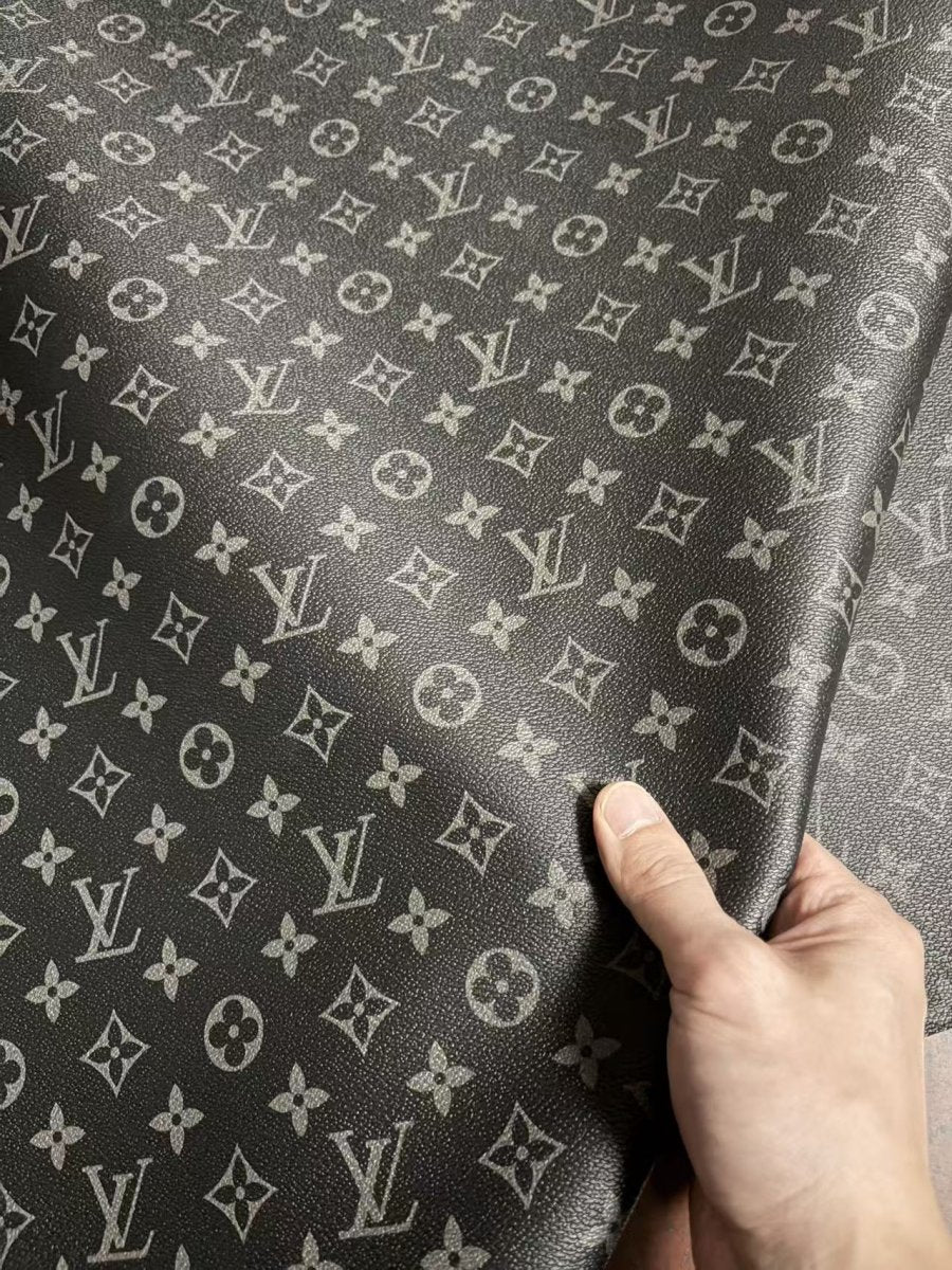 Classic black grey Louis Vuitton LV Designer Leather custom leather fabric for bag leather, sofa leather - mingfabricstore