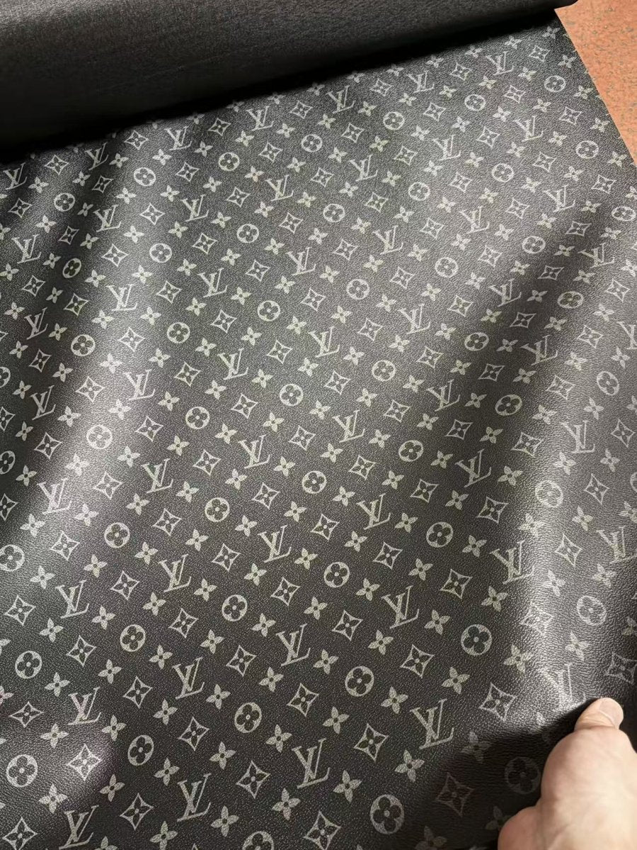 Classic black grey Louis Vuitton LV Designer Leather custom leather fabric for bag leather, sofa leather - mingfabricstore
