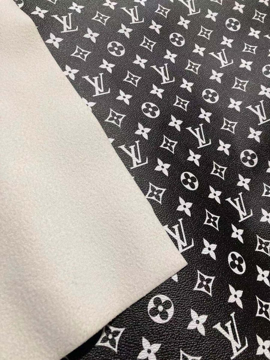 Classic Black White LV Monogram Leather for Custom Sneakers - mingfabricstore