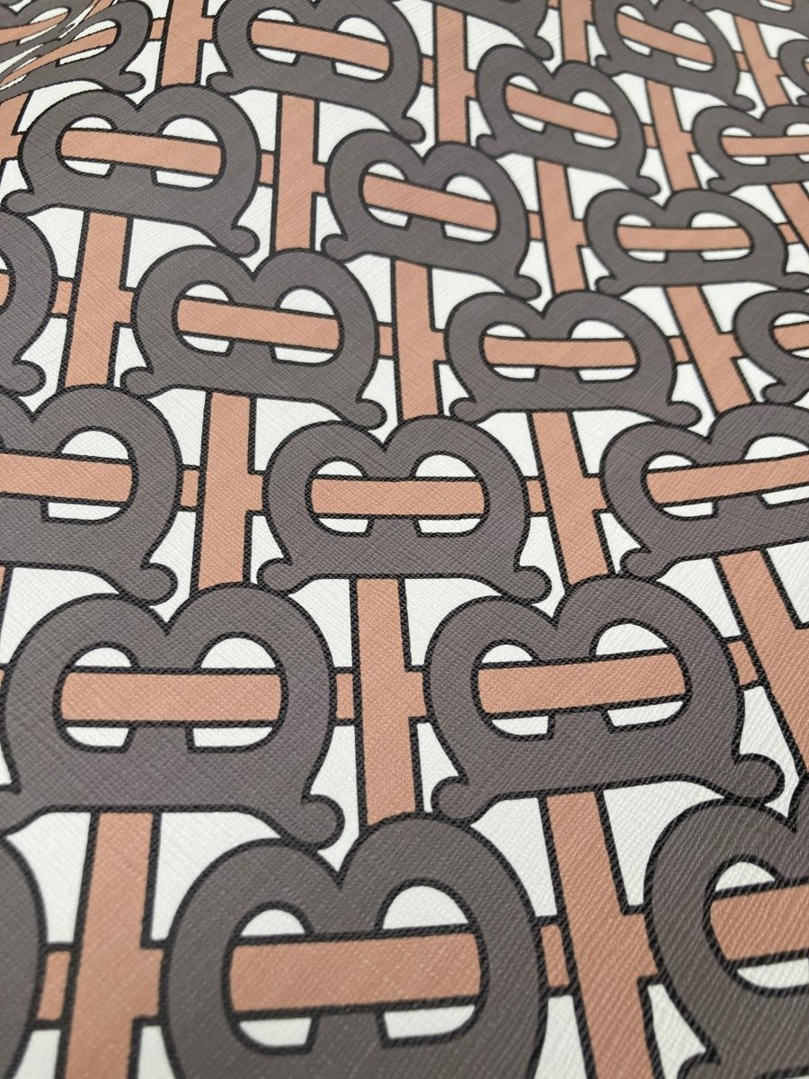 Classic Brown Burberry Custom Vinyl Leather for DIY Crafts Sewing - mingfabricstore