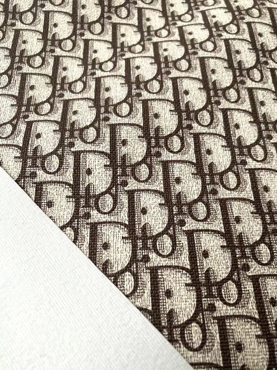 Classic Brown Dior Vinyl Leather for Custom Sneakers - mingfabricstore