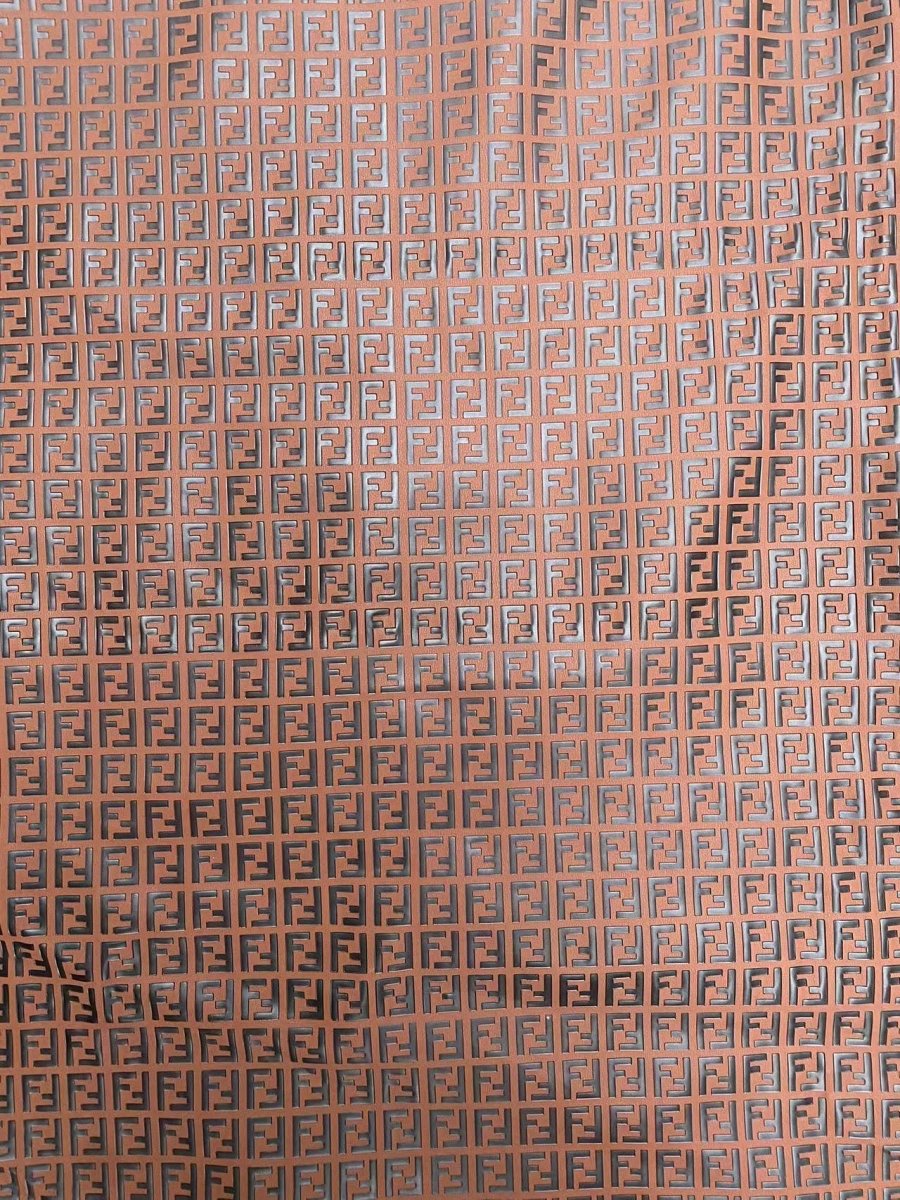 Classic Brown Fendi Embossed Leather Fabric for DIY Sewing Crafts Handmade Bag - mingfabricstore