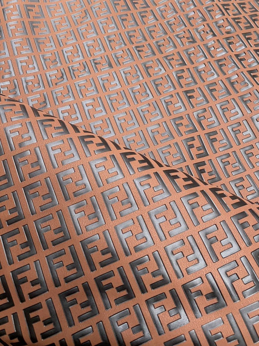 Classic Brown Fendi Embossed Leather Fabric for DIY Sewing Crafts Handmade Bag - mingfabricstore