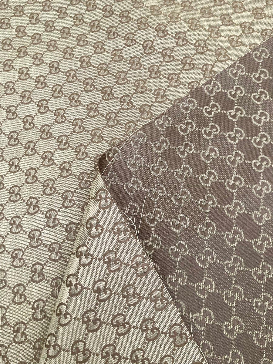 Classic Brown GG Gucci Jacquard Designer Fabric for Custom DIY Sewing - mingfabricstore