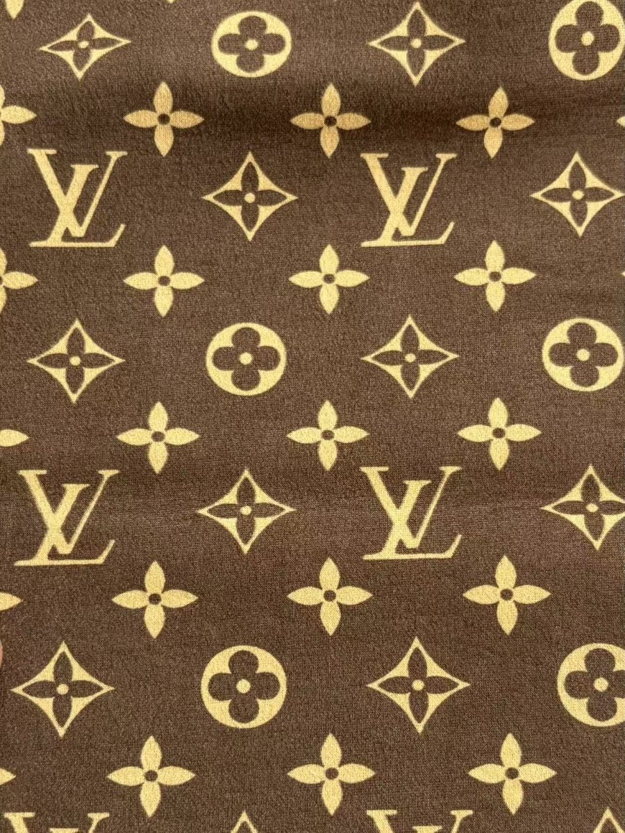 Classic Brown Louis Vuitton Suede Fabric Stretchy Velvet for Speaker Pod Cover DIY - mingfabricstore