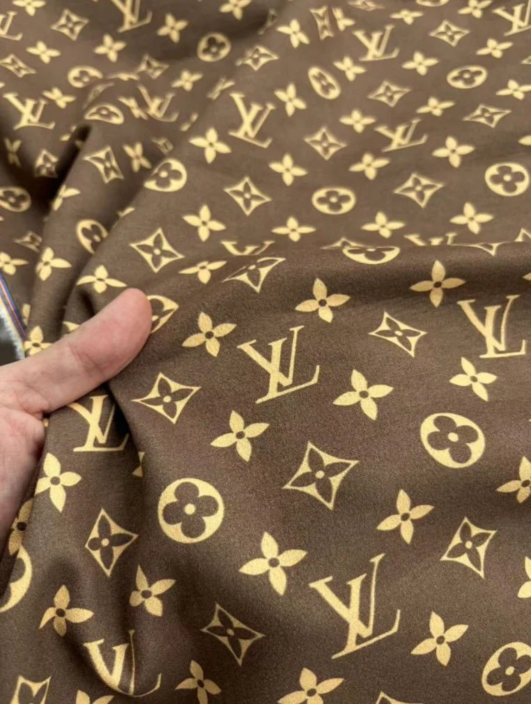 Classic Brown Louis Vuitton Suede Fabric Stretchy Velvet for Speaker Pod Cover DIY - mingfabricstore